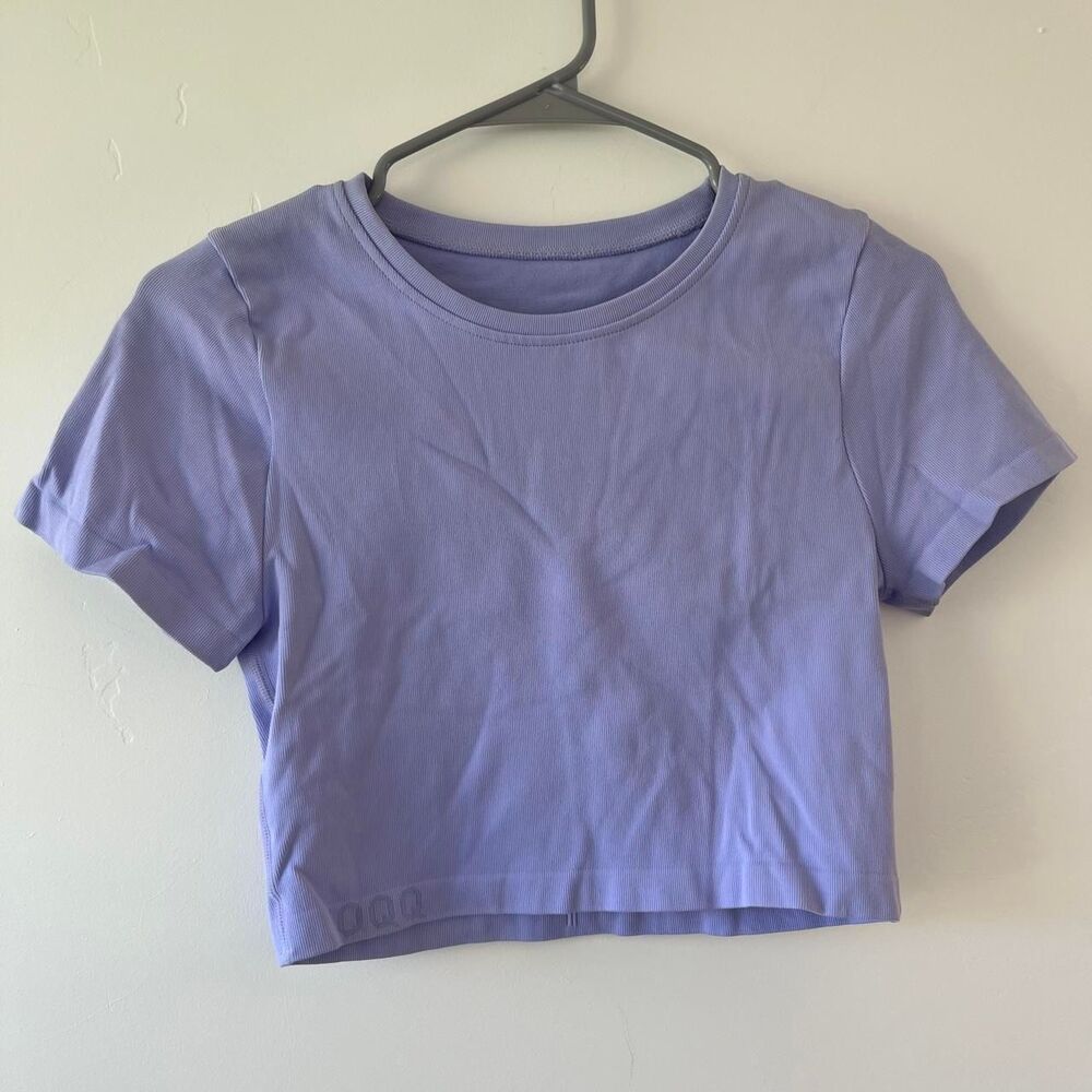Oqq Women's Purple and Blue Crop-top